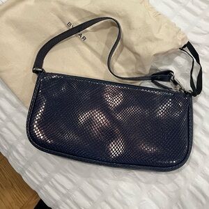 BY FAR snake skin Navy bag